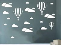 (White) - Melissalove White Clouds & Hot Air Balloons Nursery Kids Childs Room Vinyl Wall Art Sticker Baby wall Decals Removable Waterproof Wallpaper D952 (white)