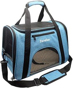 ZaneSun Sac de Transport Souple pour Chat et Chien de Petite Taille, Chaton, Chiens, Chiots, approuvé par Les compagnies aériennes, pour Le Voyage, Respirant, 5 fenêtres en Maille (Bleu)