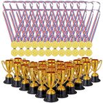 THE TWIDDLERS - 48 Piece Plastic Trophy & Medals Awards Winner Set - Perfect for Competitions, Football, Dance, Recognition & Achievement