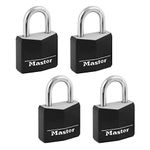 Master Lock 131Q Weatherproof Black Covered Brass Padlock, 4-Pack