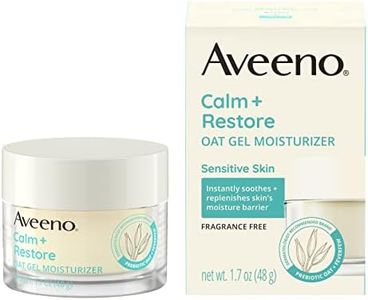 Aveeno Calm + Restore Oat Gel Facial Moisturizer for Sensitive Skin, Lightweight Gel Cream Face Moisturizer with Prebiotic Oat and Feverfew, Hypoallergenic, Fragrance- and Paraben-Free, 1.7 oz