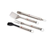 Joseph Joseph GrillOut 4-Piece Stainless Steel BBQ Utensil Set with Storage Case, Brush, Tongs, Turner & Fork, Retractable Handle, Hanging Loops