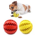 2 Pieces Dog Toy Ball 7cm Treat Dispenser Ball Toy Interactive Enrichment Dog Toys for Boredom Medium Large Dog Puzzle Toy Teeth Cleaning Chew Toy Exercise Game IQ Training Ball for Indoor Puppy Cat