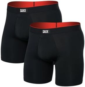 SAXX Underwear Co. Men's Multi-Sport Mesh Boxer Brief Fly 2Pk, Black, Large