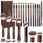 MAANGE 20 Pcs Makeup Brushes with Gift Box, Double-End Multi-functional Makeup Brushes for Blending Liquid Powder Concealer Cream Blush Buffe,CoffeeBrown