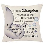 Bacmaxom To Our Daughter We Tried To Find The Best Gift for You But You Already Have Us Funny Cushion Cover for Daughter from Mum Dad Daughter Birthday Gift Graduation Gift (daughter-best gift)