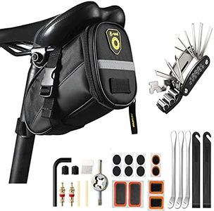 Kit Riparazione per Bici, JOLY FANG Borsa per Sellino Bicicletta con Kit ttrezzo Multifunzione da Bici con Kit Per viaggi, attività all'aperto, campeggio, a casa