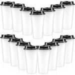 15 Pack Reusable Coffee Cups with Lids,16 oz Coffee to-Go Cups, Reusable Plastic Tumblers Cup,Travel Coffee Mug for Hot and Cold Drinks,White