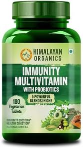 Himalayan Organics Immunity Multivitamin With Probiotics | B1,B2,B3,B5,B6,B12,A,E,k,D3,Zinc, Giloy, Calcium | Boost Energy | Good For Bone, Joints, Hair & Skin -180 Veg Tablets