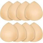 FANMAOUS 4 Pairs Bra Pad Insert,Removable Sport Bra Cup Triangle Breathable & Reusable Bra Pad for Yoga Bra,Swimsuits,Bikini, 4 Pairs Beige D/E, A/B/C/D