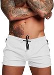 COOFANDY Mens Quick Dry Swimwear Boxer Brief Trunks, Large, White