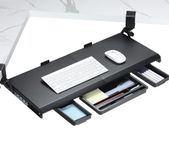 ETHU Under Desk Keyboard Tray, Pull Out Keyboard Tray with 180° Adjustable C Clamp, 680x300 mm Keyboard Shelf for Typing, Perfect for Home Office & Corner Desk, Black