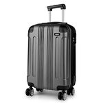 Kono Carry on Cabin Suitcase 55x35x20cm Lightweight Hard Shell ABS Hand Luggage with 4 Spinner Wheels (Grey)