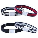 4PCS Kids Boys Adjustable Magnetic Belt - Big Elastic Stretch Belt with Easy Magnetic Buckle (Stripes/Black)