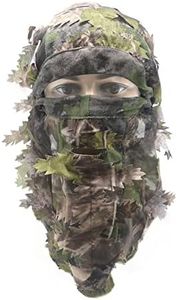 Ghillie Camouflage Leafy Hat 3D Full Face Mask Headwear Turkey Camo Hunter Hunting Accessories (Green Woodland Forest)