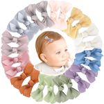 24PCS 2inch Baby Hair Clips, Oaoleer Baby Girls Fully Lined Baby Bows Hair Pins Tiny Hair Bows Alligator Clips for Baby Girls Infants Toddlers 12 Colors in Pairs (Style C)