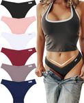 FINETOO 10 Pack Womens Cotton Underwear Sexy Stretch Bikini Panties Low Rise Hipster Ladies Soft V-Waist Cheeky S-XL, Black&pink&white&dark Blue&khaki&date Red, XL