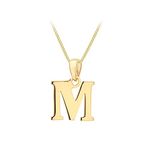 Carissima Gold Women's 9CT Yellow Gold 10.6mm X 16mm Plain 'M' Initial Pendant on 9CT Yellow Gold 25 Diamond Cut Adjustable Curb Chain 41CM/16'-46CM/18' Necklace