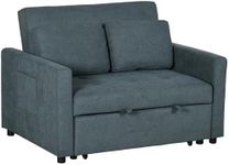 HOMCOM 2 Seater Sofa Bed, Convertible Bed Settee, Modern Fabric Loveseat Sofa Couch with 2 Cushions, Side Pockets for Living Room, Guest Room, Charcoal Grey