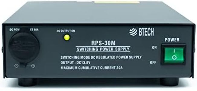 BTECH RPS-30M 30 Amp Compact Regulated Bench Power Supply - 13.8V AC-to-DC Converter with Screw Terminals & Cigarette Plug Output