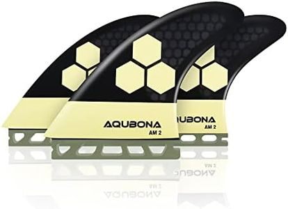 AQUBONA Surfboard Fin Single tab AM2 Fiberglass Surfing Thruster with Fin Bag & Fin Key