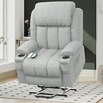 YONISEE Lift Chair Recliners for Elderly, Recliner Chair with Massage & Heat, Extended Footrest, Living Room Chair Armchair Lounge Oversized Sofa with Type C USB Port, 2 Drink Holders & 4 Side Pockets