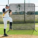 Portable Baseball Softball Bat Pitching Screen Protector Pitch Back Net Baseball Softball Rebounder Protective Screen Softball Baseball Bounce Backstop Safety Hitting Screens and Nets for Pitching