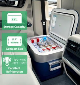 BINGI 12V Portable Compressor Fridge 22L – Car Freezer Cooler, Blue