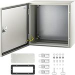 VEVOR Steel Electrical Box 16'' x 16'' x 8'' Electrical Enclosure Box, Carbon Steel Hinged Junction Box, IP65 Weatherproof Metal Box Wall-Mounted Electronic Equipment Enclosure Box with Mounting Plate