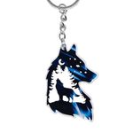 Unique Wolf Keychains for Men and Women, Cool Charms and Accessories for Backpack, Car, and Keys Clear Set, Personalized Gift for Boyfriend (Blue)