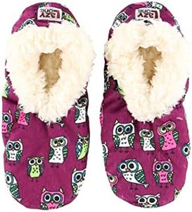 Lazy One Fuzzy Feet Slipper Socks for Women, Cute Fleece-Lined House Slippers, Cute Dog & Cat Design, Night Owl Fuzzy Feet, Small-Medium