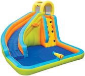 Banzai Splash ’N’ Blast Water Slide, Heavy Duty Inflatable Backyard Water Park w/ Waterslide, Ball Hoop, & Cannon, for Kids Ages 5-12, Multicolor