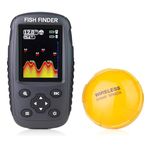 Bequest Venterior Portable Rechargeable Fish Finder Wireless Sonar Sensor Fishfinder Depth Locator with Fish Size, Water Temperature, Bottom Contour, Color LCD Display
