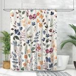 Amaredom Ink Floral Shower Curtain, Colorful Flower Shower Curtain for Bathroom, Waterproof Fabric Shower Curtain Set, Bathroom Decoration with 12 Hooks 72x72 Inches