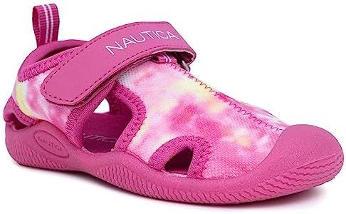 Nautica Kids Protective Water Shoe,Closed-Toe Sport Sandal |Boy - Girl (Big Kid/Little Kid/Toddler), Pink Yellow Tie Dye, 11 Little Kid