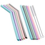 ALINK Reusable Silicone Straws Set of 10 Drinking Straws 10 Inch Long for 20oz 30oz Tumblers Smoothies Milkshakes Coffee- Extra long Flexible Straws - Bpa-free - No Rubber Tast(5 Bent + 5 Straight+2 Cleaning Brushes )