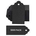 Belle Vous 1000 Pack of Black Kraft Paper Gift Tags - 4.5 x 2.5cm/1.75 x 1 Inch - Rectangle Writable Hanging Labels for Presents, DIY Crafts, Christmas, Wedding, Birthdays and Merchandising