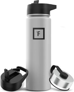 IRON °FLASK Bouteille d'eau de sport - 22 oz, 3 couvercles (couvercle en paille), acier inoxydable isolé sous vide, chaud froid, moderne à double paroi, tasse thermo simple (graphite)