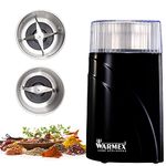 Warmex Dry & Wet Mixer Grinder For Kitchen, Stainless Steel 200 Watt With Safety Lock System and Transparent Window Lid 2 Jars | Griding For Spices, Fruits & Vegetables| DWG-09 Black