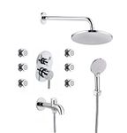 Aquieen Zura Series 3 Outlet Diverter Set with shower & Hand Shower (Cuff 6 Body Jet Diverter Set)