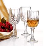 NVRA Italian Style Classic White or Red Wine Glasses Set of 4 | 180ml Premium Crystal Clear Diamond Cut Glass | Perfect for Cocktail, Brandy, Mocktail, Champagne, Juice, Whiskey (Medium,4)