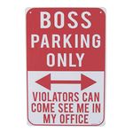 Treasure Gurus Funny Metal Boss Parking Only Wall Sign Man Cave Garage Office Decor Gag Gift Practical Joke