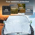 Hivexagon Large Car Windshield Snow Cover, Sun Shade UV Protection Cover, Padded Cotton Aluminum Insulate Layer Car Frost Cover Fits Most Car With Extra Ice Scraper