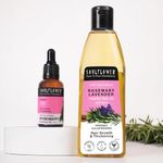 Soulflower Rosemary Essential Oil 15ml & Rosemary Lavender Hair Oil 225ml | Combo for Hair Growth, Hair Fall Control, Stronger Roots, Scalp Nourishment & Dandruff Control – Pack of 2