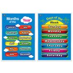 SpriteGru Days of the Week, Months of the Year,2 LAMINATED Educational Posters for Toddlers