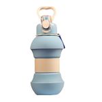 Organzee Portable Silicone Collapsible Water Bottle for Outdoor, Sport and Travel | Hot & Cold Unbreakable Foldable Bottle (550 Ml, Light Blue)