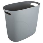 Small Trash Can Slim Waste Basket with Handles 3.2 Gallon / 12 Liter Plastic Garbage Container Bin for Bathroom, Bedroom, Kitchen, Home Office, Dorm, Kids Room, Grey