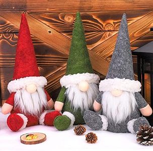 LATERN 3 Piezas Gnomo Navideño Sueco, Adorable Muñeco De Papá Noel Sentado Hecho A Mano Figuras De Elfo Gonks para Chimeneas De Decoración De Fiesta De Navidad (30cm x 15cm)