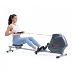Sunny Health & Fitness Compact Folding Magnetic Rowing Machine with LCD Monitor, Bottle Holder, 109 cm Slide Rail, 129 kg Max Weight - Synergy Power Motion - SF-RW5801, Gray