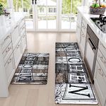 Yugarlibi Kitchen Mats Sets, 2 Piece PVC Memory Foam Kitchen Rugs, Waterproof Non-slip Anti-Fatigue Stain-Resistant Kitchen Runner Washable Standing Mats for Kitchen Floor Home Office 44x75+44x120cm